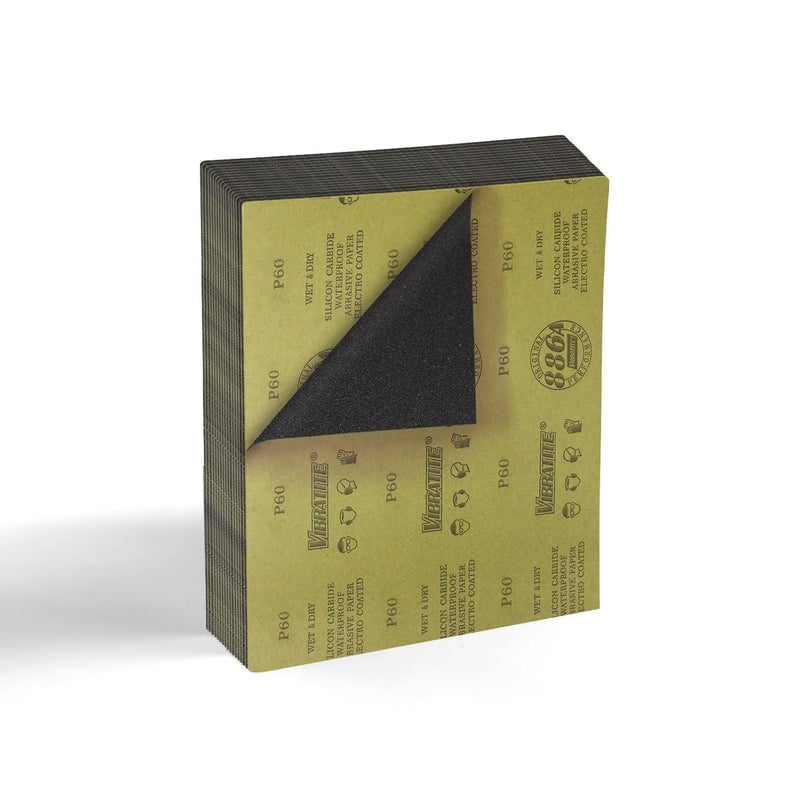 MAXMAN 60 Grit Sandpaper, Wet Dry Sandpaper Sheets 15PCS, 9 x 11 Inch Sanding Paper, Silicon Carbide Sand Paper for Wood Furniture Finishing, Drywall, Metal Sanding and Automotive Cars Polishing - Image 1